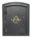 Qualarc MAN-1401-BL Not Applicable Manchester Column Mount Rust Free Cast Aluminum Mailbox with'Decorative Scroll Logo' in Black