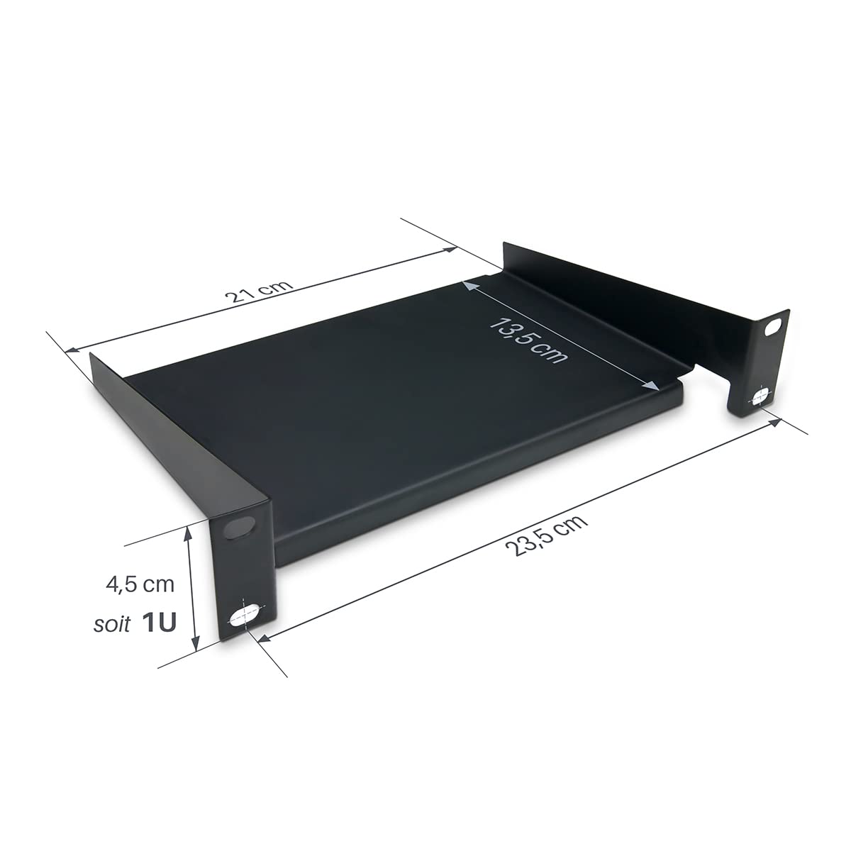 WAYTEX Etagère Rack 10 Pouces Plateau Tablette Baie de Brassage Métal Noir
