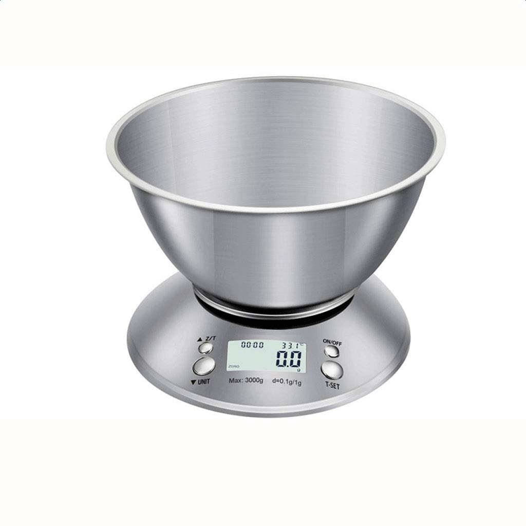 HPTHLY Digital Electronic Weighing Scale Tare Function Stainless Steel LCD Display for Cooking Baking Fruit Vegetables 5kg/1g