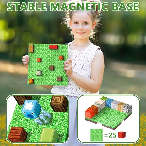 Image of Magnetic Blocks Baseplate - Magnet Toys for Kids, 4PCS, Grassland