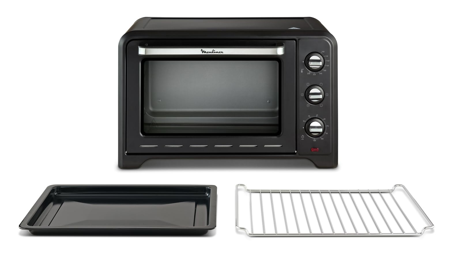 Moulinex Ox4648 Optimo Forno Elettrico Ventilato 33 Litri, Potenza 1600 W, Max 120°C, Forno per Pizza, Carne, Pesce, Dolci, Fornetto Elettrico, 6 Modalità di Cottura, Timer, 2 Accessori, Nero