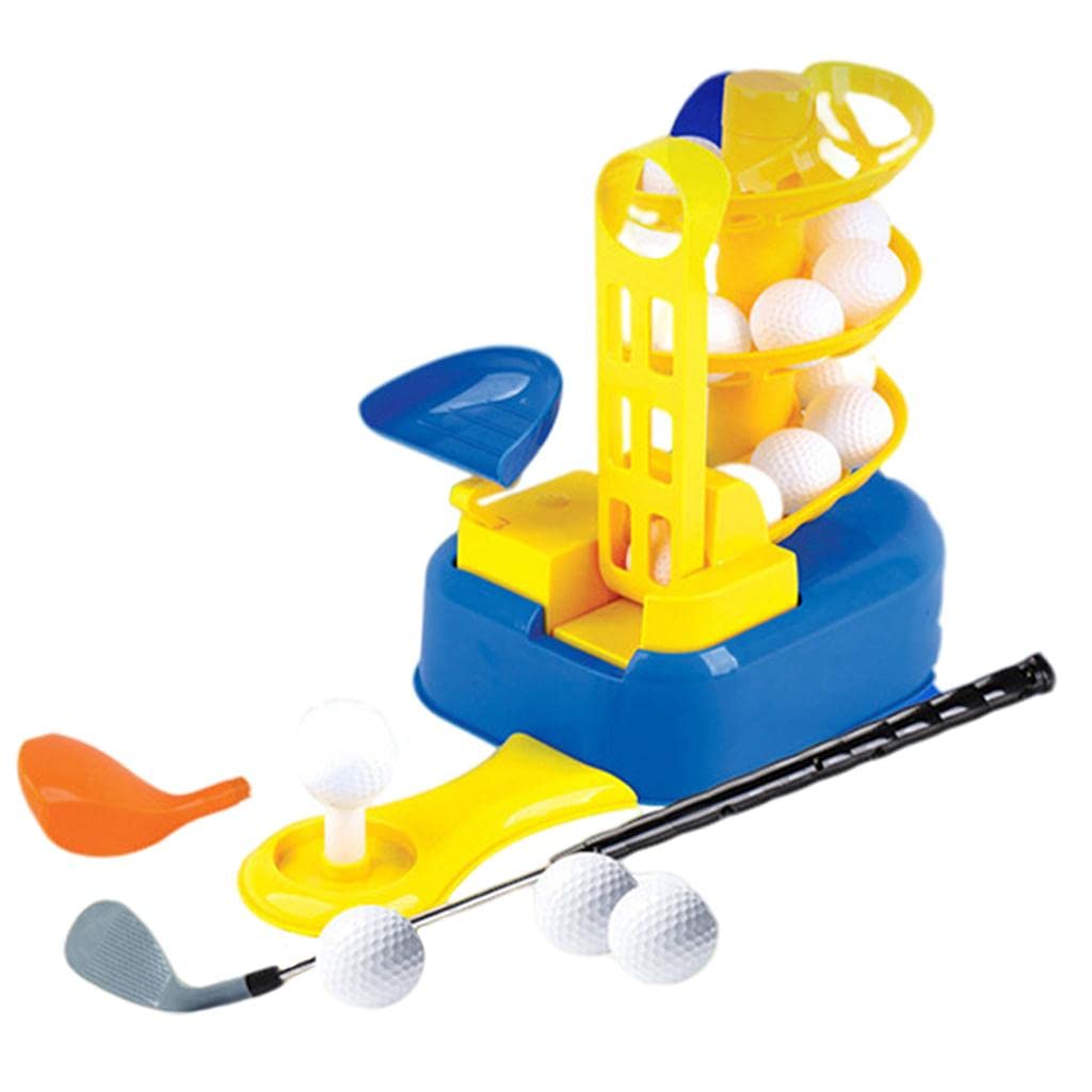 Golf Ball Pitching Machine Portable Auto Launcher Student School Indoor Sports Playing Golfball Dispenser Putting, Yellow Blue