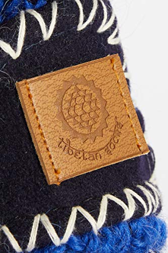 Image of Tibetan Socks Hand Knit Wool Fleece Lined Long Slipper Socks with Non Slip Soles