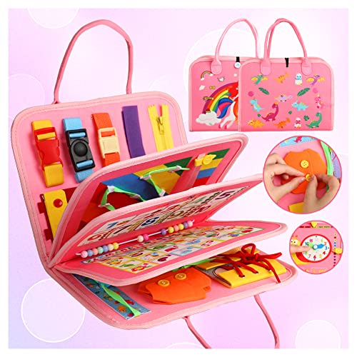 Image of fyjous Busy Board for 1 Year Old, Montessori Busy Board Toys for Toddlers 1 2 3 4 Years Old Sensory Toys Quiet Book for Toddler Girls Educational Activity Airplane Car Travel Toys Birthday