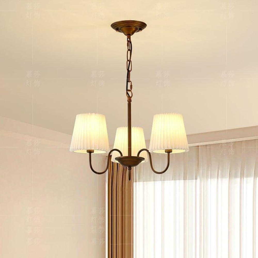 Lustre campagnard français haut de gamme en bronze huilé, suspension vintage 3 lumières 55 cm