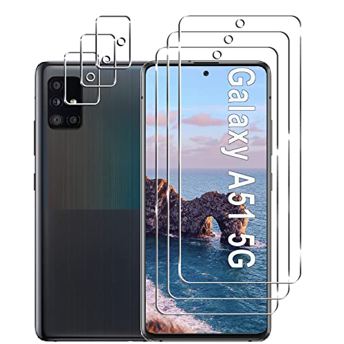 [3+3 Pack] Galaxy A51 Screen Protector + Camera Lens Protector 9H Hardness Tempered Glass Scratch Resistant HD Clear Easy Installation Bubble Free Screen Protector for Samsung Galaxy A51 5G