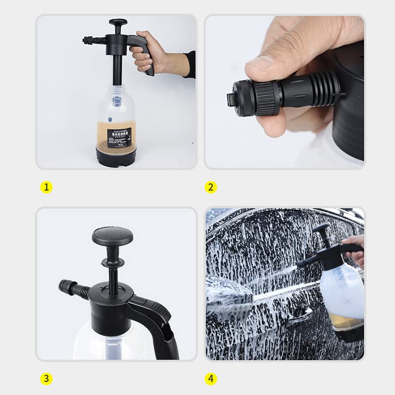 Segutage Pump Foaming Sprayer, Portable 2L Manual Pump Pressure Foam Sprayer Hand Pressure Bubble Sprayers for Home, Garden and Car Detailing and Washing (Black)