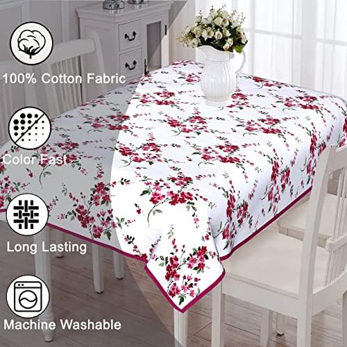 Table Cloth for 6 Seater Dining Table-Pink and White