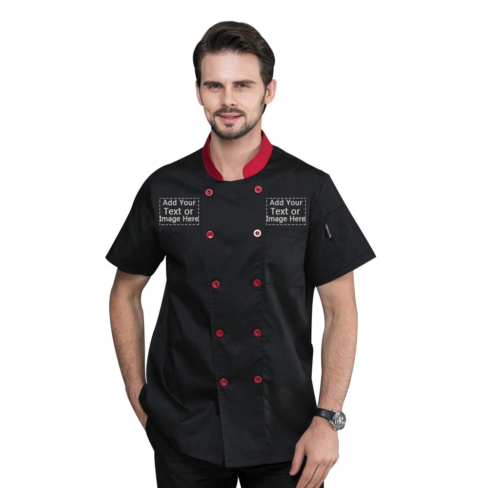 YOWESHOP Personalized Customized Chef Jacket Hotel Kitchen Restaurant Chef Coat?Black X-Small