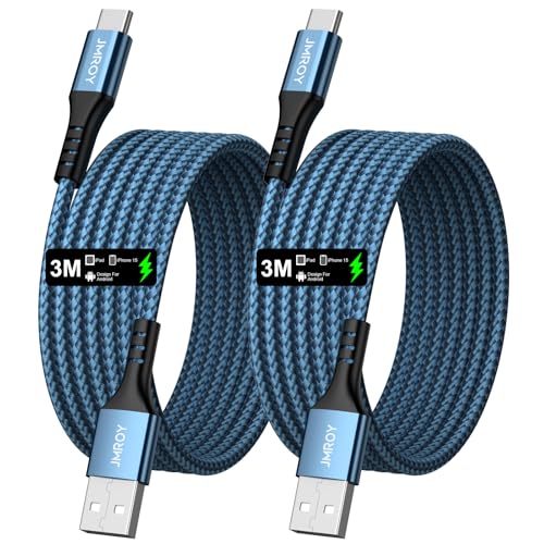 USB C Cable Fast Charge [2 Pack 10FT] USB to USB C Cable Durable Braided C Charger Cable Fast Charge Compatible with iPhone 16/15 Pro Max Samsung Galaxy S23 S22 S21 S20 S10 Note 20