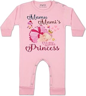 ARVESA Baby Jumpsuit Mamu Theme for Baby Boy and Baby Girl Cotton 0–12 Months Design No 1214 - Mamu Mami Little Princess