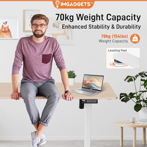 IMGadgets Electric Standing Desk, 47x24 Inches Height Adjustable, 2026 6th Gen Quiet Motor Ergonomic Sit Stand Desk, Computer Desk for Home Office, Height Memory Buttons, Display,  image 5