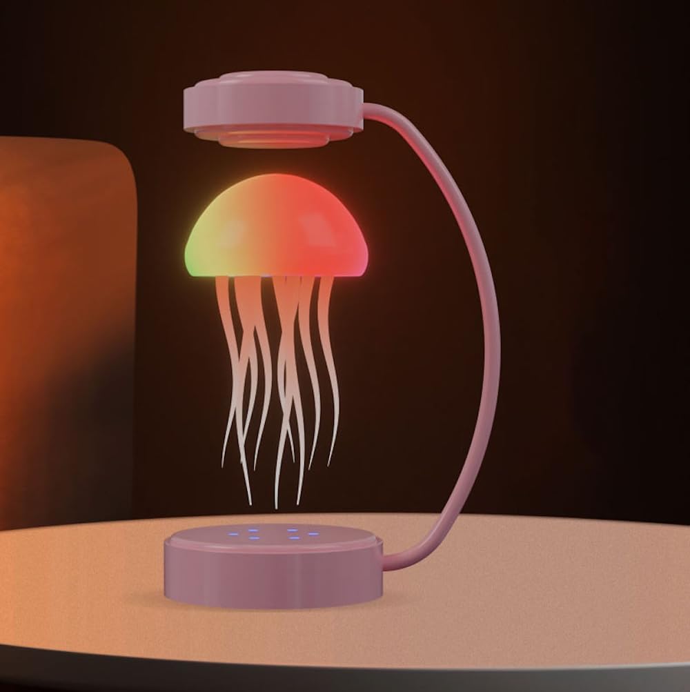 Floating Gradient Jellyfish Lamp Magnetic Levitating Night Light 360° Spinning in The Air Freely Decorative Lamps for Home Office