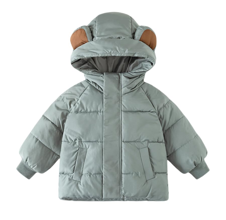Irsutey Girls and Toddlers' Heavyweight Hooded Puffer Jacket Bear Warm Full Zipper Up Down Jacket Pockets Coat Jacket