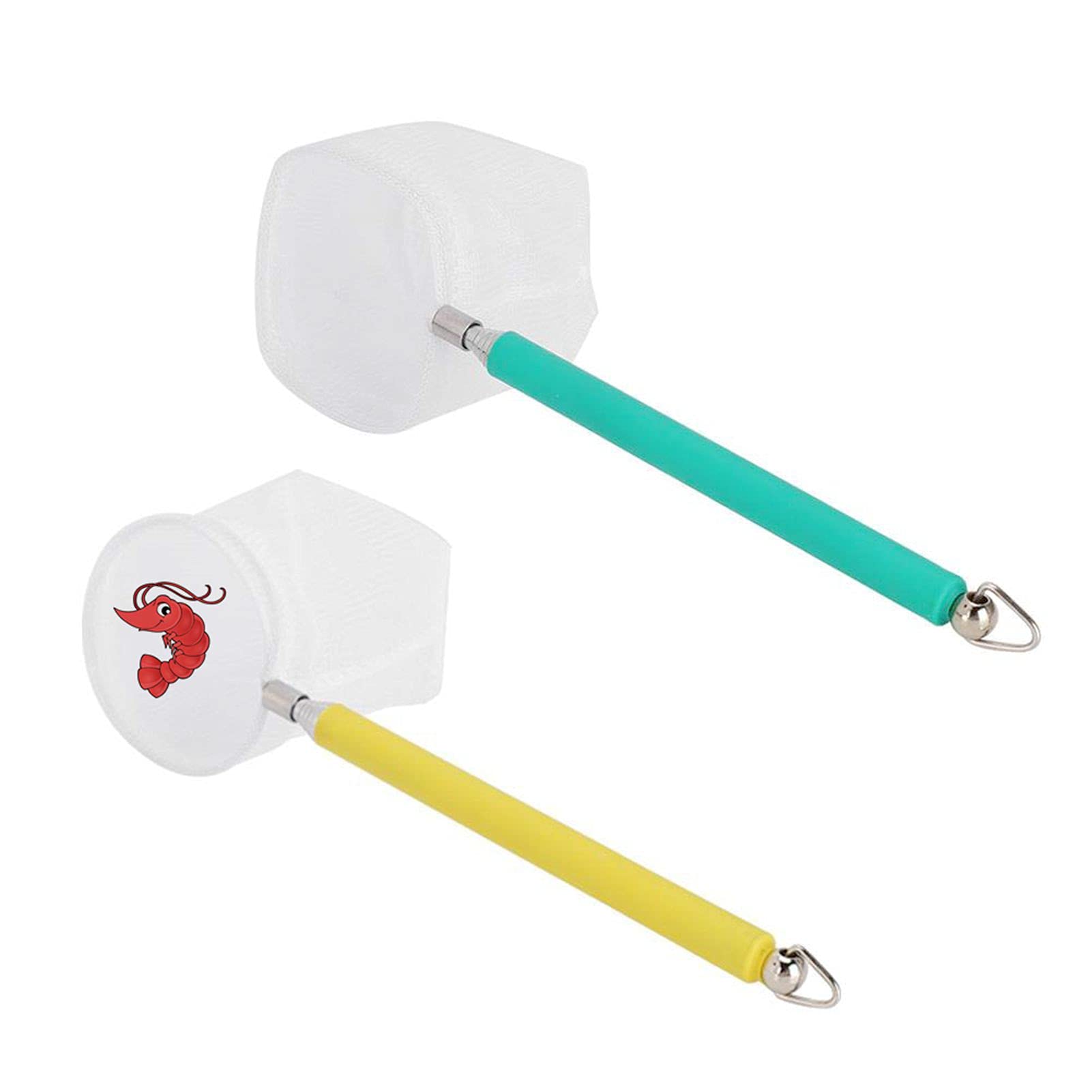 YOUTHINK Tanque De Peces De Acuario Retráctil Red De Pesca Red De Pesca De Camarones Portátil De Acero Inoxidable con Mango De Plásticored Redonda Amarilla/Red Cuadrada Verde