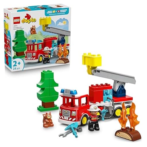 LEGO Duplo Camión de Bomberos con Manguera y Bomberos - Juego Educativo para la Motricidad Fina - Camión Rojo de Juguete y Ardilla - Regalo de Cumpleaños para Niños y Niñas de 2+ Años - 10473 | Ya disponible en tu tienda friki favorita! En mundofriki.es!
