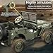 Yiwsnust RC Jeep 1/10 Scale Willys Hobby RC Car Off-Road Military Crawler, 2.4Ghz Military Truck 4WD RC Crawler with Light, Tarpaulin, Metal Shaft, 4x4 Off Road Vehicle RTR Jeep Car, 2 Batteries