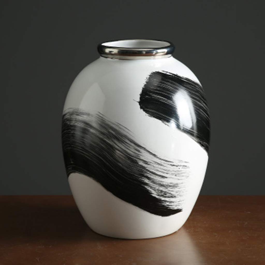 Wazon czarno -białego wzoru, wewnętrzny dekoracja wazonu ceramiczna próbka pomieszczenia na badanie i ozdoby Dekoracja domu, VIT, 285 * 345 cm