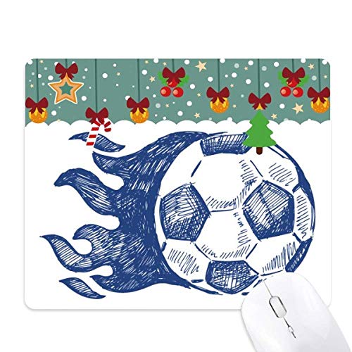 Tapis de souris football bleu en caoutchouc antidérapant avec motif de flamme sportive