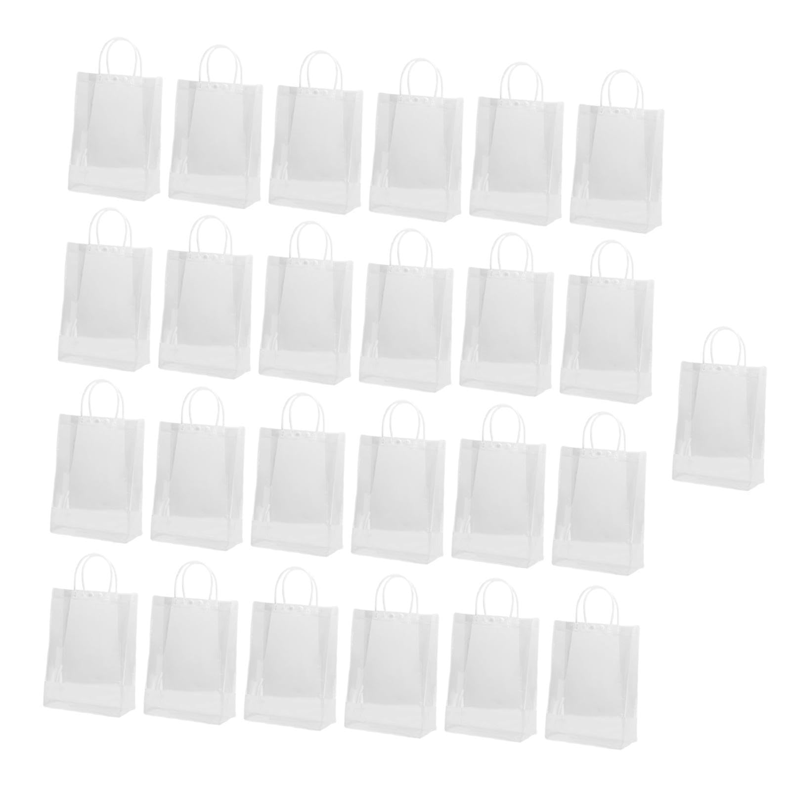 25 Pezzi Borse Trasparenti Regalo PVC Manici Riutilizzabili Borse Porta Dolci Decorazione Feste Confezioni Adatte a Matrimoni Compleanni Feste Confezi, 20 Cm