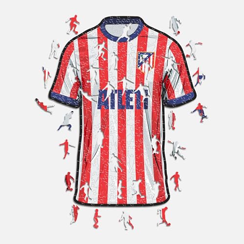 Iconic Puzzles - Atletico Madrid, Camiseta, Rompecabezas de Madera con Licencia Oficial, Regalo para Adultos y Niños, Talla M, 270 Piezas