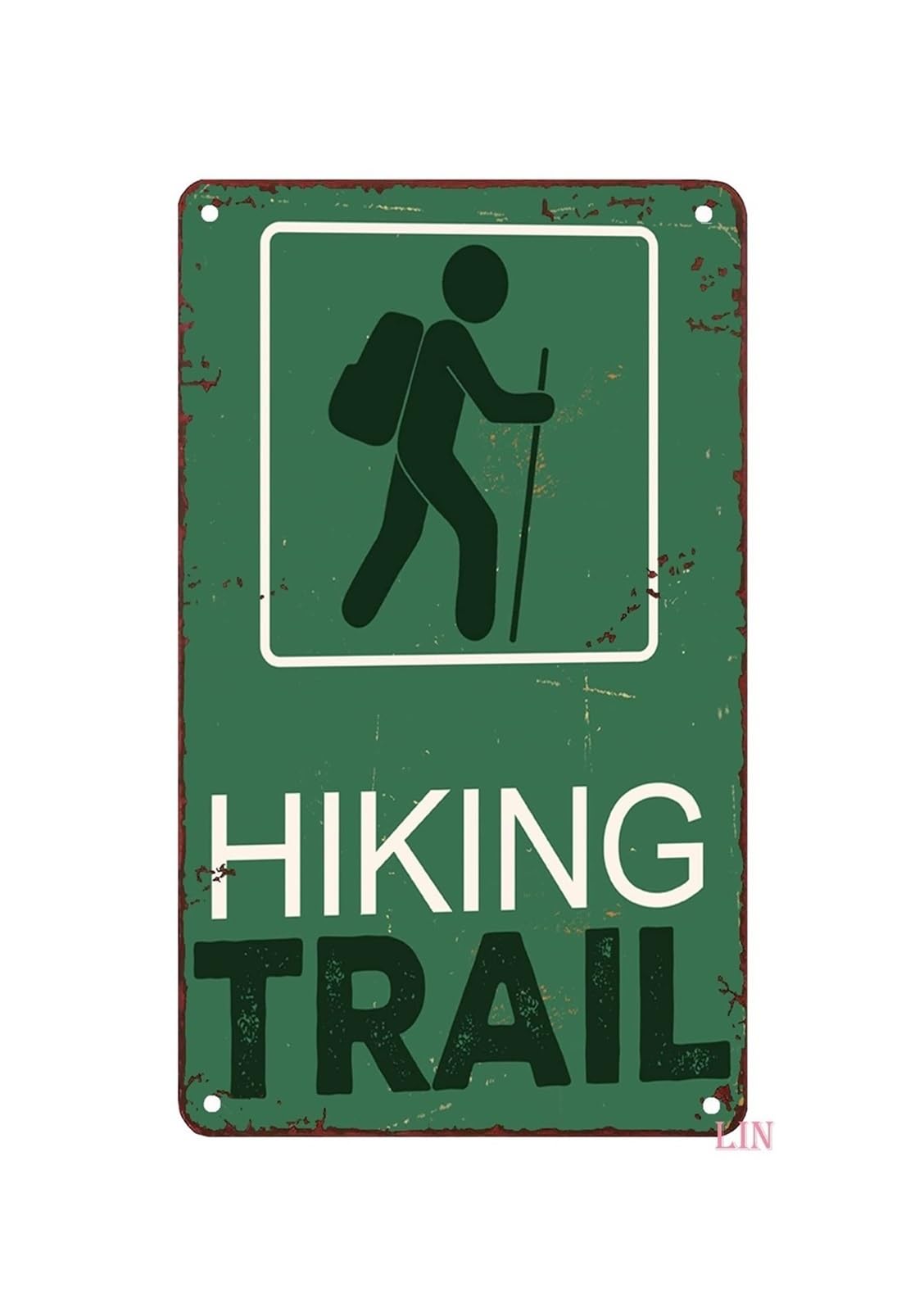 IDGTTLDF Vintage Hiking Trail Sign Rustic Metal Tin Sign Wall-Art for Cabin Lodge Garage Man Cave Outdoor Camping Decor 8 X 12 Inch