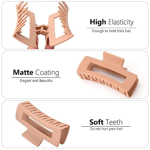 8Pcs Assortment Large Claw Clips for Women,Flower Claw Clips for Thick Hair,Non-Slip Hair Accessories with Multi-Styles,Neutral Colors Hair Claw Clips (Warm color C) - Image 4
