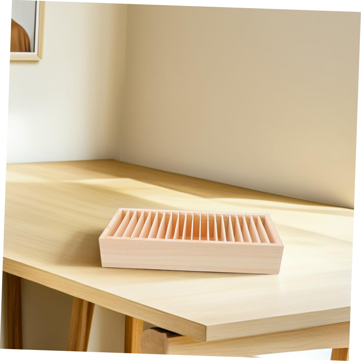 Operitacx 2 Stück Holz Karteikartenbox mit Mehreren Fächern, Abnehmbar