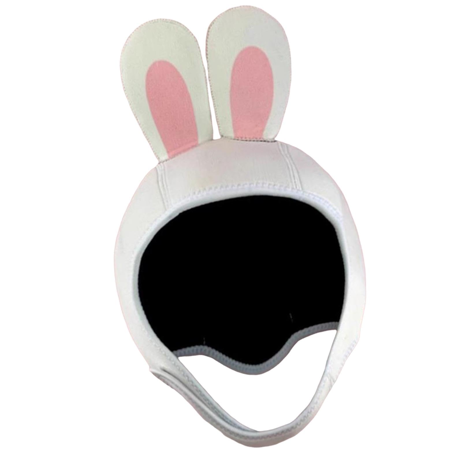 Capucha de buceo de conejo de dibujos animados de neopreno de 3 mm para esnórquel, kayak, invierno, S, rosa y blanco
