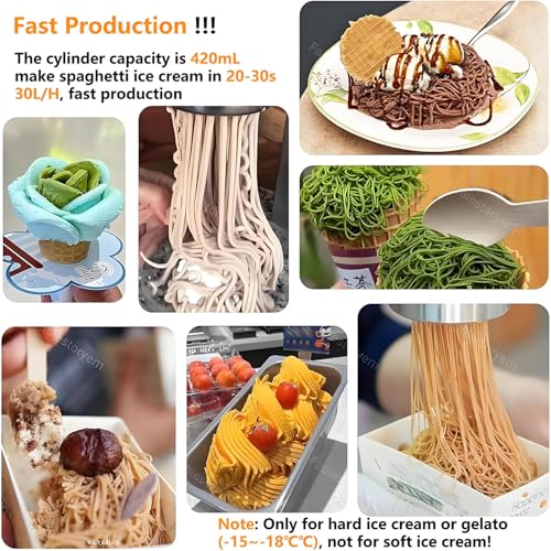 Softeis- und Eismaschine mit 4 Formen, kommerzielle Spaghetti-Eismaschine, 7,4–7,9 Gal/Std., kommerzielle Spaghetti-Eispresse, Macht EIS, Softeis, Gelato Red – Bild 7