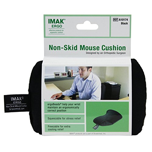 IMAK Ergo Non-Skid Wrist Rest Cushion Support for Mouse Black, Ideal for Mousing and Gaming, ergonomically designed, comfortable support cushion that helps relieve symptoms from Carpal Tunnel Syndrome