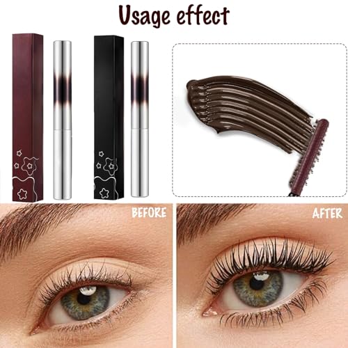 FunnAura 2PCS Curling Iron Mascara, 3D Waterproof Bristleless Metal Mascara(Black,Brown) - Image 3