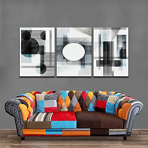 Tableau triptyque abstrait moderne encadré de 3 pièces 30x45cm - 3