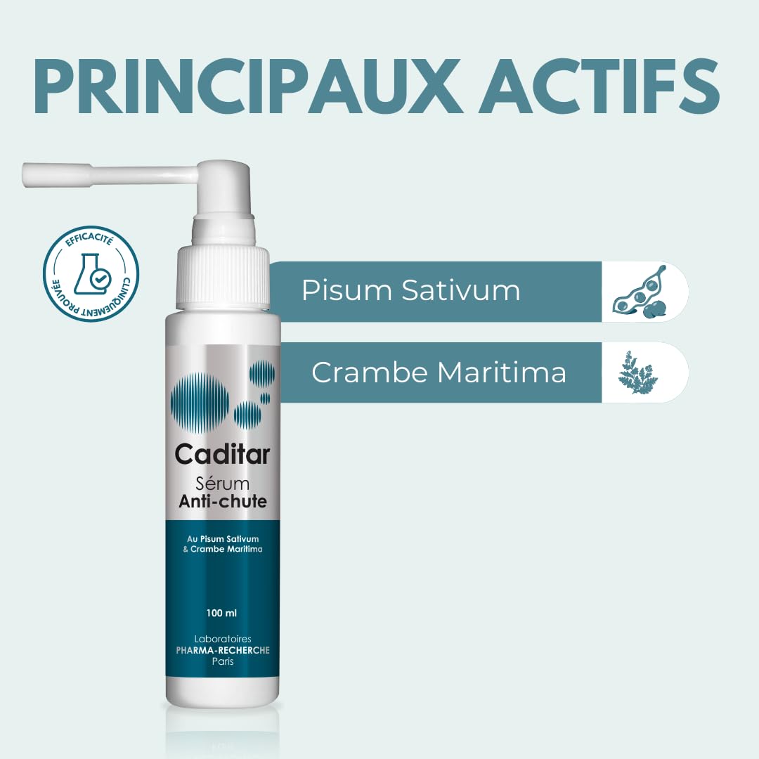 Caditar Sérum Antichute • Ralentir la chute des cheveux • Flacon 100ml • 50 jours de cure • 98% d'ingrédients d'origine naturelle • Fabriqué en France par LABORATOIRES PHARMA-RECHERCHE