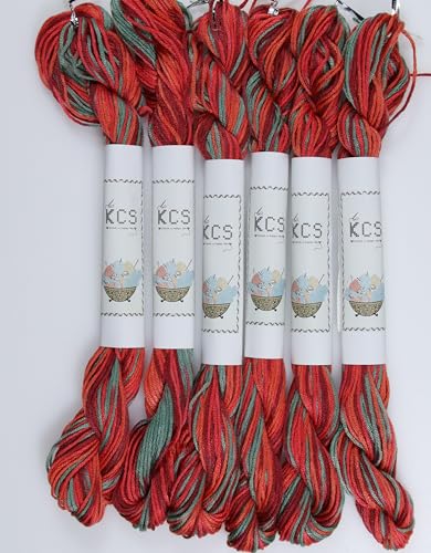 Image of KCS Big skeins of 25 Meters Size 25 Color Variegated Cross Stitch Stranded Threads,6 skeins,4517