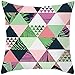 Lieson Dekoracyjne poszewki na poduszki, 1 szt. poszewka na poduszkę, 20 x 20 poszewki na poduszki, różowo-zielone, 50 x 50 cm, wzór liścia rombu, poliester