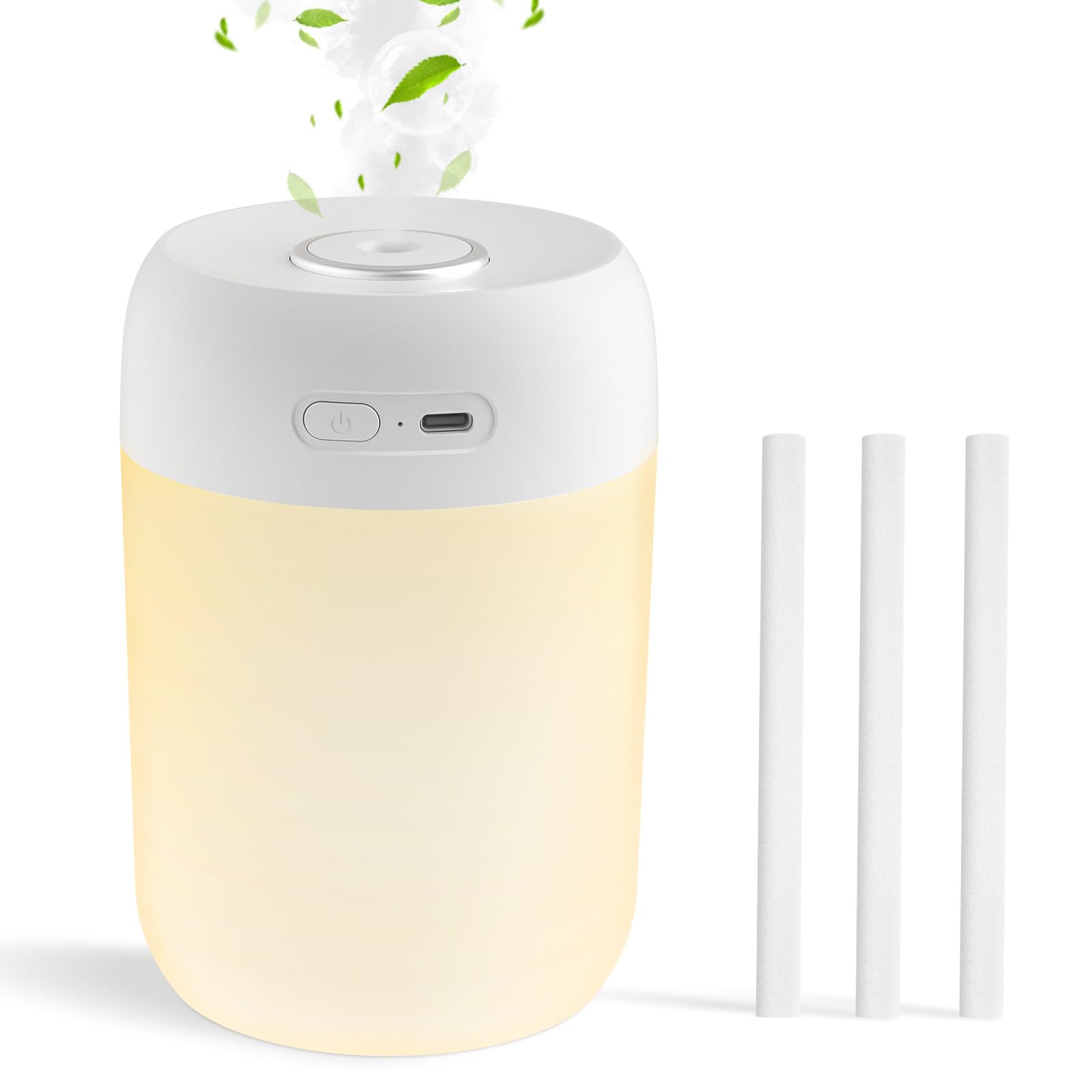 KISSLEAF mini humidificador de ambiente 650 ml para dormitorio, cuarto de niños, plantas, 15H larga duración 28 dB silencioso humidificador bebé(luz cálida)