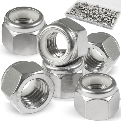 #10-24 Lock Nut, 150Pcs Stainless Steel Nylock Insert Locking Nuts