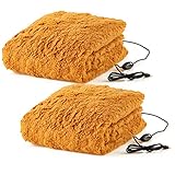 Heated Blanket 2-Pack - USB-Powered Sherpa Throw Blankets for Travel, Home, Office, or Camping - Winter Car Accessories by Stalwart (Bronze)