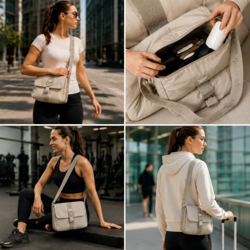 Image of Reebok Womens Small Crossbody Bag Lightweight Nylon Purse Adjustable Strap | Quilted Washed Fabric, Roomy Interior with Handy Pockets, Wear Over Shoulder or Across Body, Great for Daily Travel