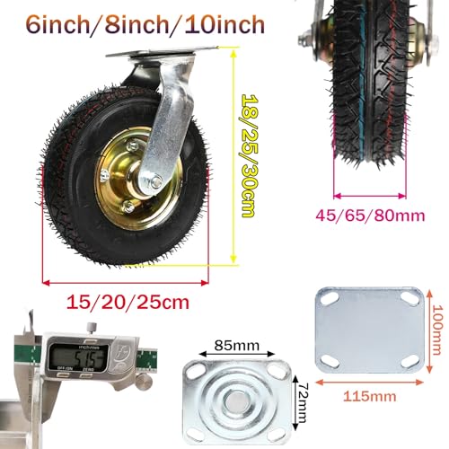 Roulettes pivotantes robustes en caoutchouc gonflable pour charges lourdes