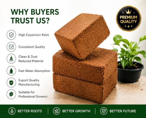 Image of Premium Cocopeat Block 5 Kg with Smart Moisture-Lock Technology | 100% Organic, Ultra-Low EC & pH Balanced. Ideal for Seed Germination, Potting Mix, and Indoor & Outdoor Gardening.