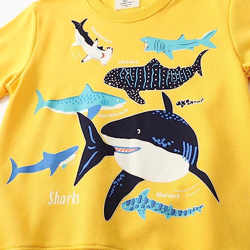 Boys Girls Hoodies Toddler Boys Sweatshirts Print Patterned Long Sleeve Pullover Crewneck Tops for (Yellow, 3-4 Years)4