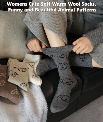 Image of IIG Winter Warm Wool Socks for Women Original Design Trendy Boot Socks Ideal Gift