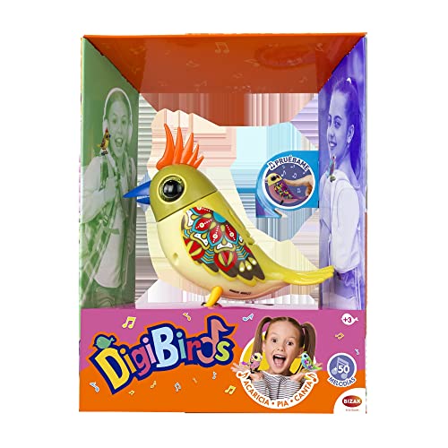 Bizak Digibirds 62008192 Oiseaux interactifs Qui chantent et sifflent, bougent Le Bec et la tête et chantent en choeur, moucher Royal, à partir de 3 Ans