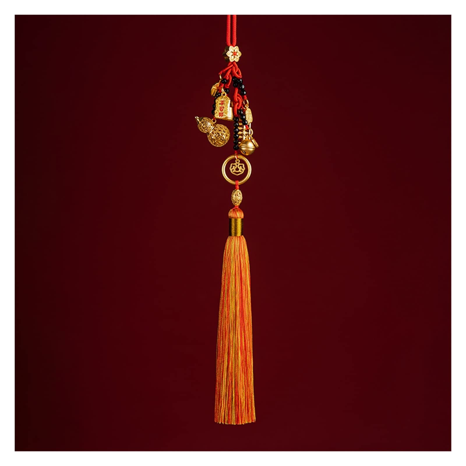 Car Interior Good Luck Pendant Eight Baolai Poly Copper Gourd Car Rearview Mirror Pendant Creative Gifts Car Accessories (Color : 4#)