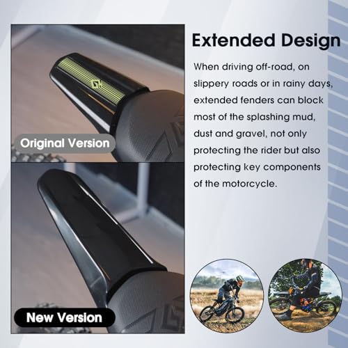 Motorrad Schutzblech Hinten,Motorrad Verlängerter Hinten Kotflügel Rear Fender für Sur Ron Light Bee X/S X260 X160 Electric Dirt Bike-Schwarz