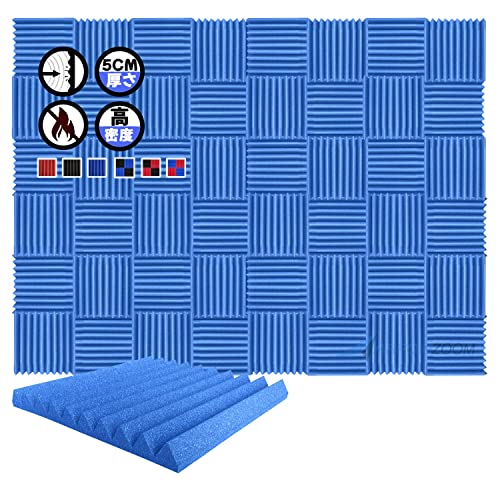 Arrowzoom スーパーダッシュ 新しい 48 ピース 防音 遮音 密度26㎏/m3 作品 吸音材 楽器 緩衝材 防音材 音響泡断熱治療 消音 超強力 騒音 スタジオ 吸音材質 室内装飾 防音対策 500x500x50 mm 縮状態出荷 スタジオレコーディング wedge タイルパネルウェッジサ SD1134 青