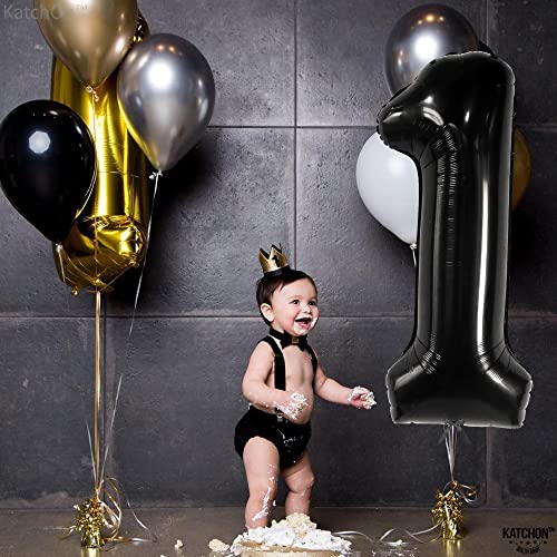 Image of KatchOn Black Number 1 Balloon 40 Inch, Happy Birthday Balloon