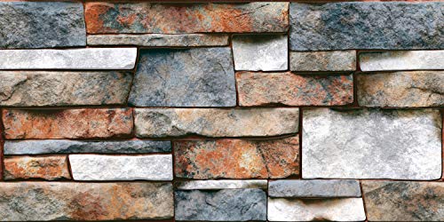 Image of DWELLSINDIA Old Stone Bricks Self Adhesive Peel and Stick PVC Wallpaper Waterproof, Scratch Resistant, Laminated (41CM X 244CM, Multicolor, Matt)